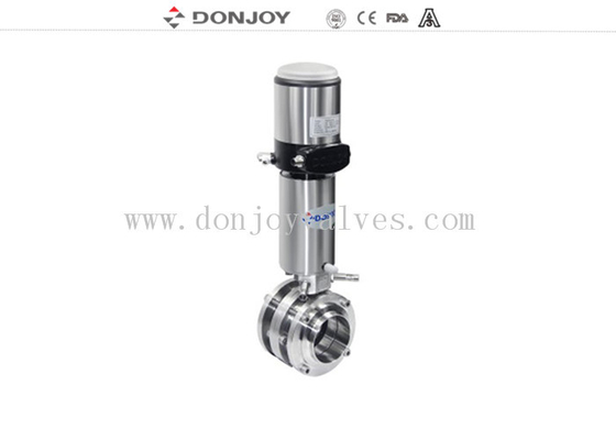 SS316L DF2 3 Pieces Sanitary Butterfly Valves With Control Head