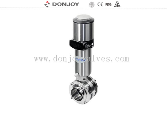 SS316L DF2 3 Pieces Sanitary Butterfly Valves With Control Head